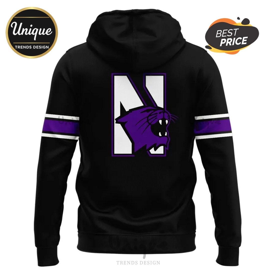 Northwestern Wildcats Football Throwback Black Hoodie Northwestern Wildcats Football Throwback Black Hoodie