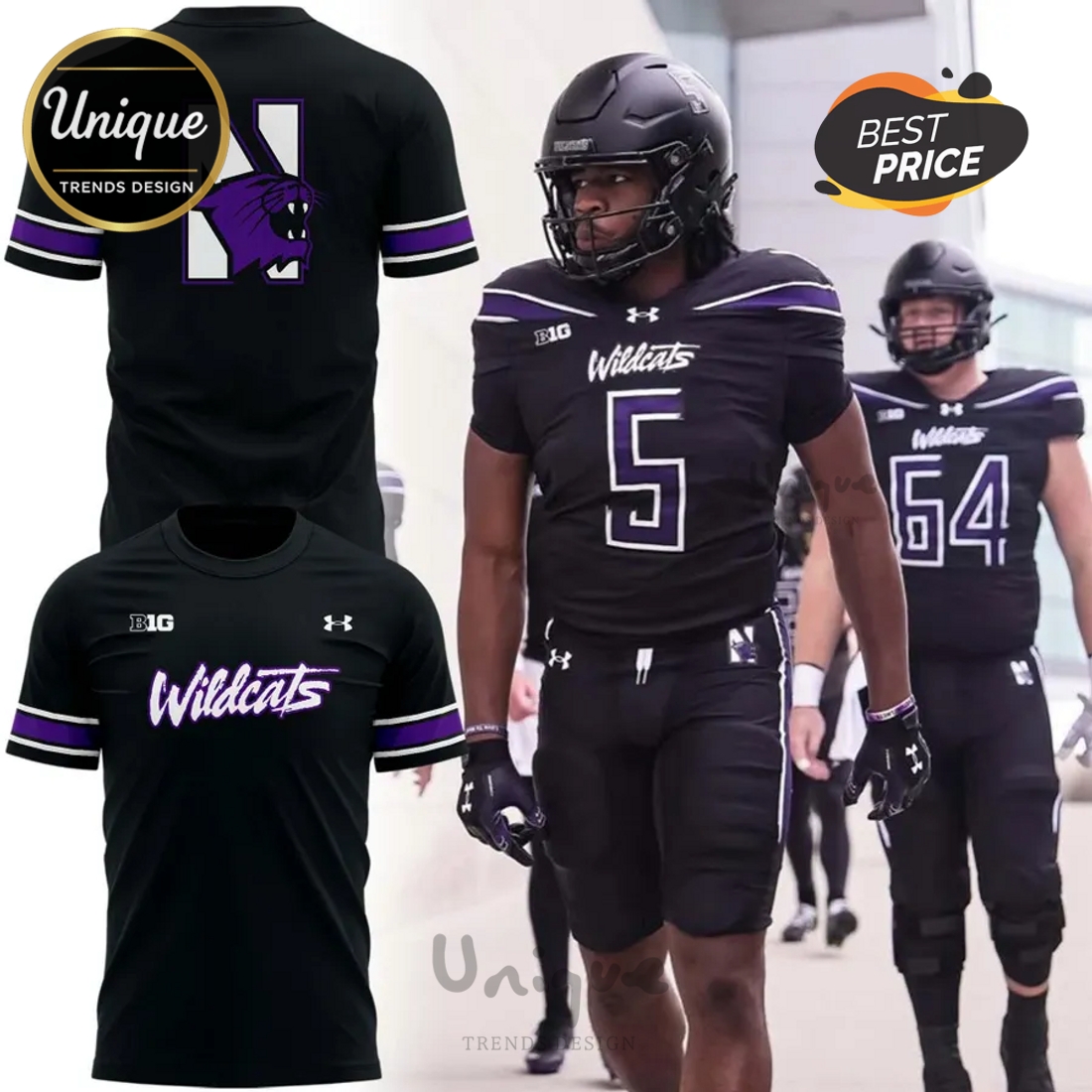 Northwestern Wildcats Football Throwback Black Hoodie Northwestern Wildcats Football Throwback Black Hoodie