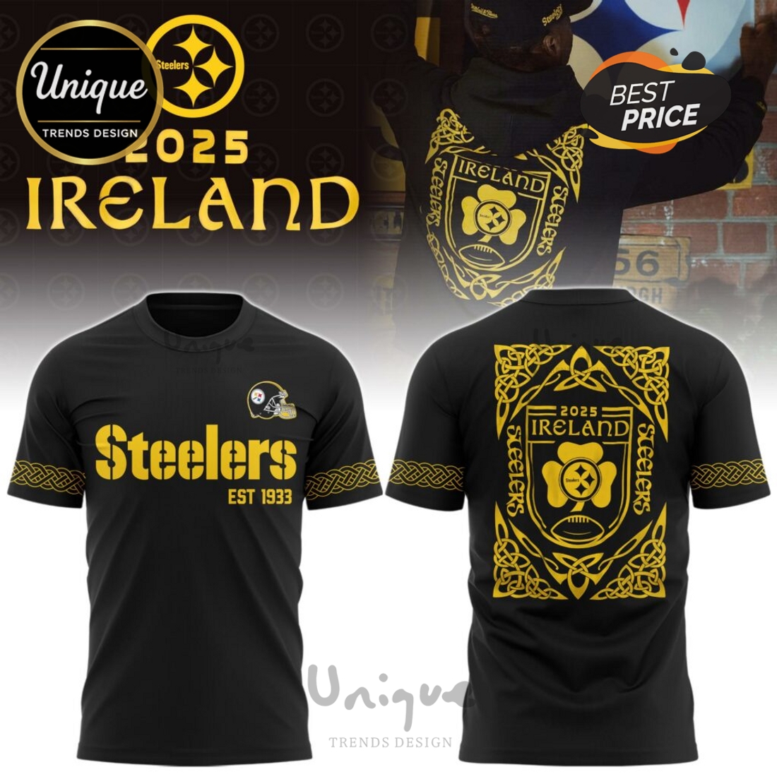 Pittsburgh Steelers Ireland 2025 Hoodie Limited Edition Pittsburgh Steelers Ireland 2025 Hoodie Limited Edition
