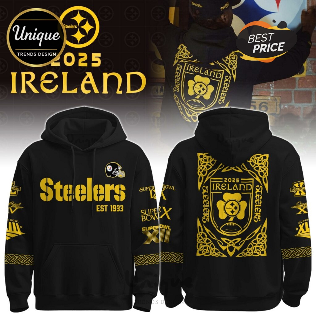 Pittsburgh Steelers Ireland 2025 Hoodie Limited Edition Pittsburgh Steelers Ireland 2025 Hoodie Limited Edition