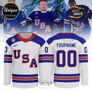 Unisex USA Olympic 2026 White Hockey Jersey