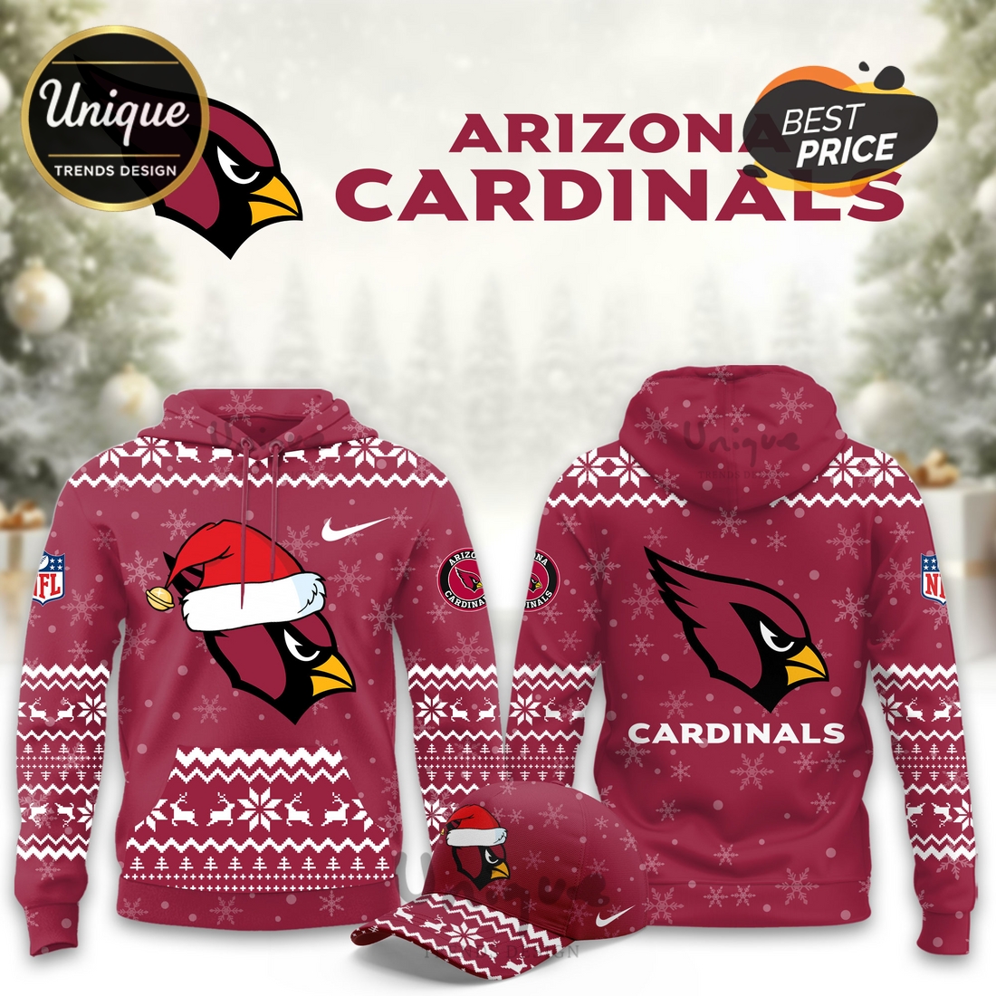 Arizona Cardinals Christmas Limited Hoodie And Cap Arizona Cardinals Christmas Limited Hoodie And Cap