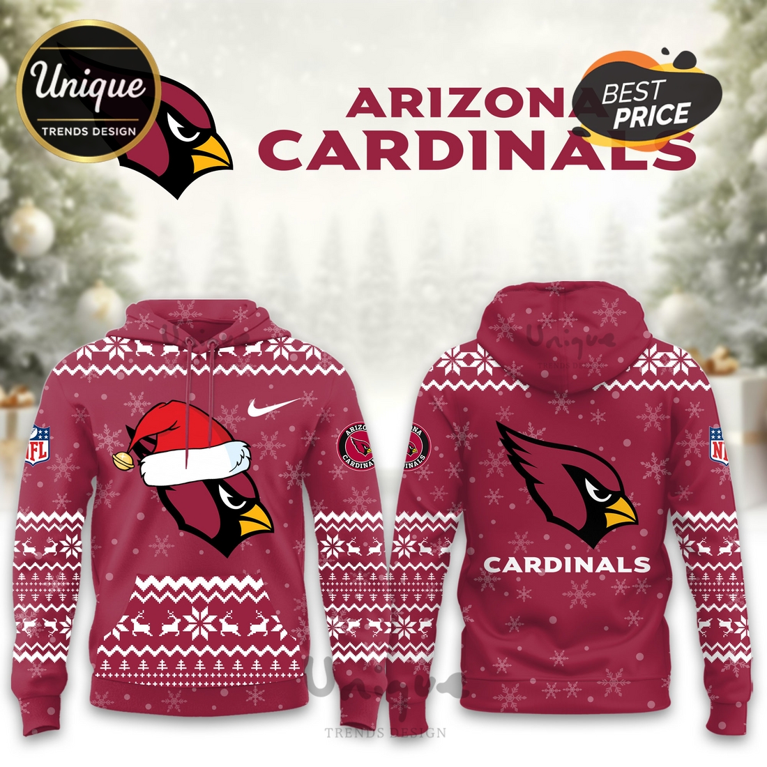 Arizona Cardinals Christmas Limited Hoodie And Cap Arizona Cardinals Christmas Limited Hoodie And Cap