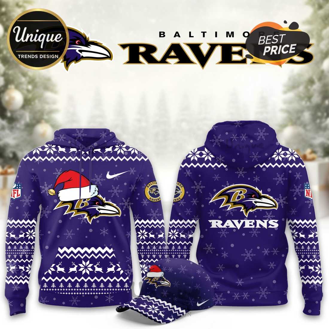 Baltimore Ravens Christmas Limited Hoodie And Cap Baltimore Ravens Christmas Limited Hoodie And Cap