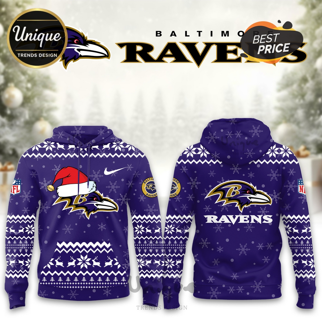 Baltimore Ravens Christmas Limited Hoodie And Cap Baltimore Ravens Christmas Limited Hoodie And Cap