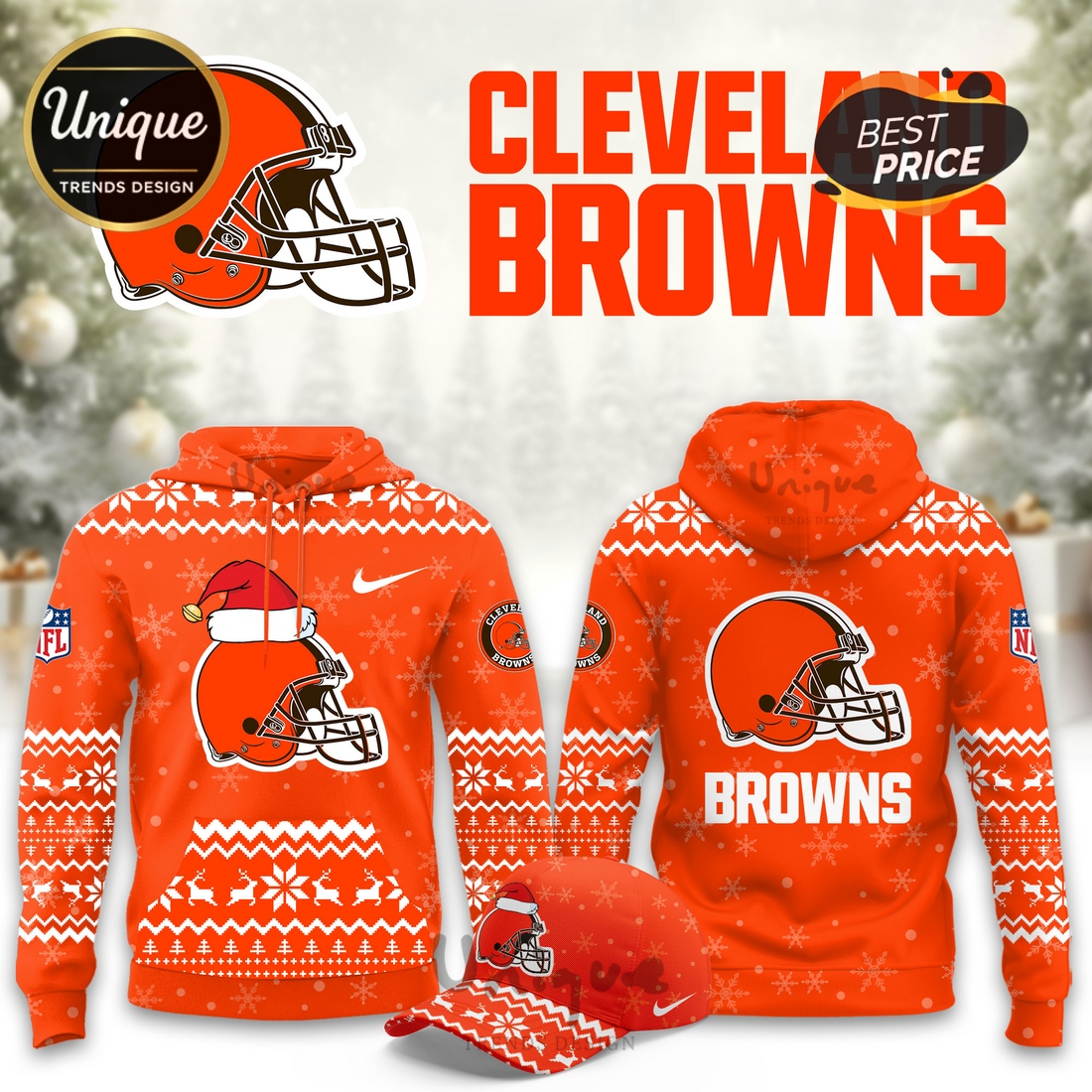 Cleveland Browns Christmas Limited Hoodie And Cap Cleveland Browns Christmas Limited Hoodie And Cap