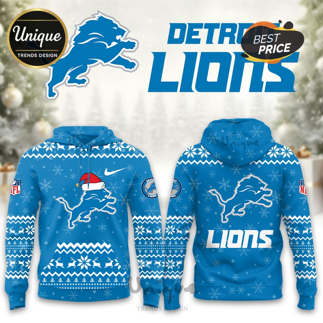 Detroit Lions Christmas Limited Hoodie And Cap Detroit Lions Christmas Limited Hoodie And Cap