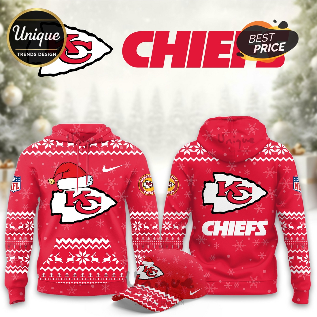 Kansas City Chiefs Christmas Limited Hoodie And Cap Kansas City Chiefs Christmas Limited Hoodie And Cap