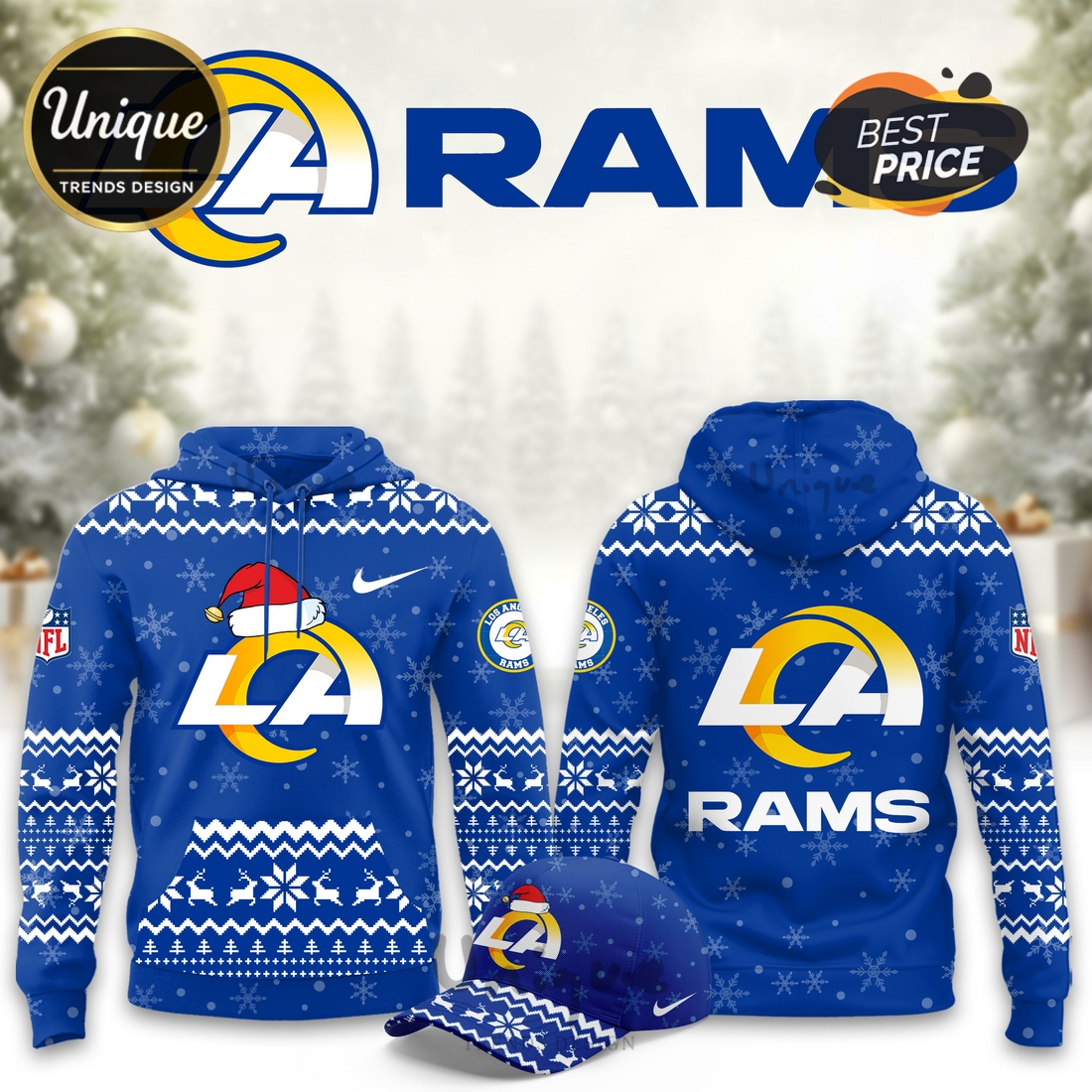 Los Angeles Rams Christmas Limited Hoodie And Cap Los Angeles Rams Christmas Limited Hoodie And Cap