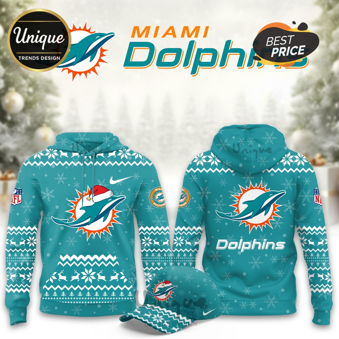 Miami Dolphins Christmas Limited Hoodie And Cap Miami Dolphins Christmas Limited Hoodie And Cap
