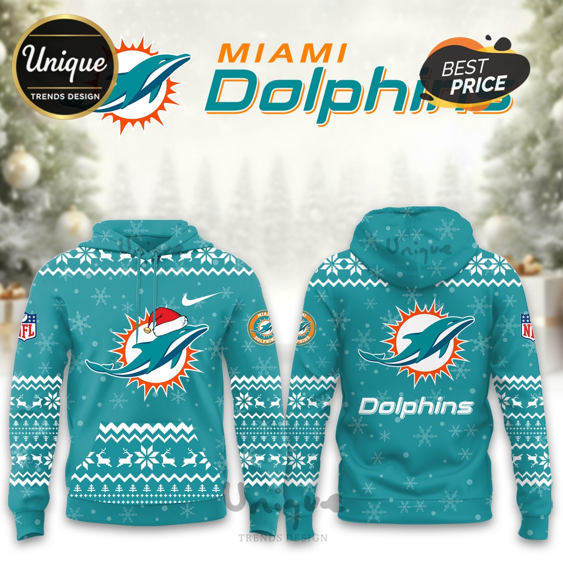 Miami Dolphins Christmas Limited Hoodie And Cap Miami Dolphins Christmas Limited Hoodie And Cap