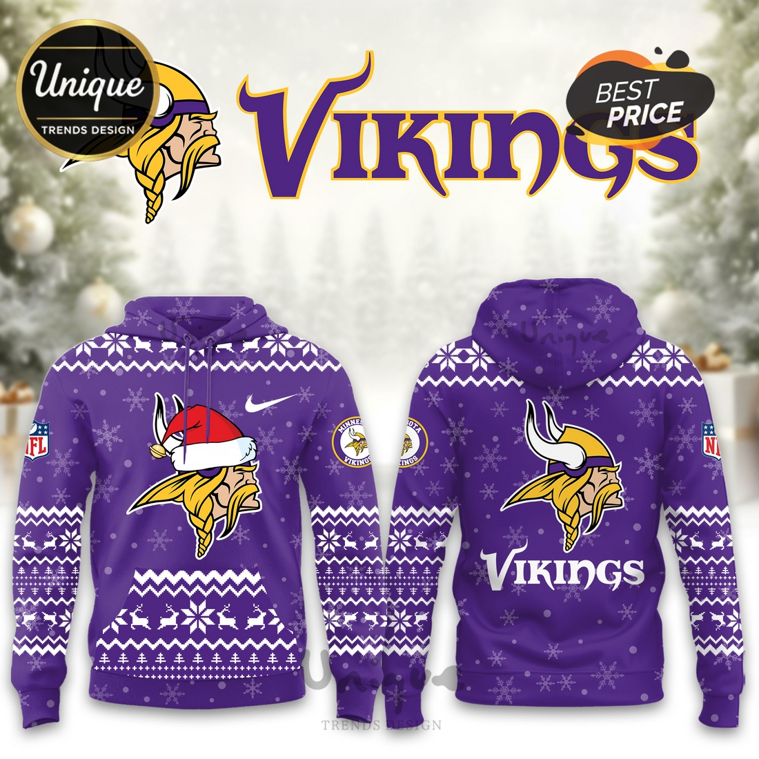 Minnesota Vikings Christmas Limited Hoodie And Cap Minnesota Vikings Christmas Limited Hoodie And Cap