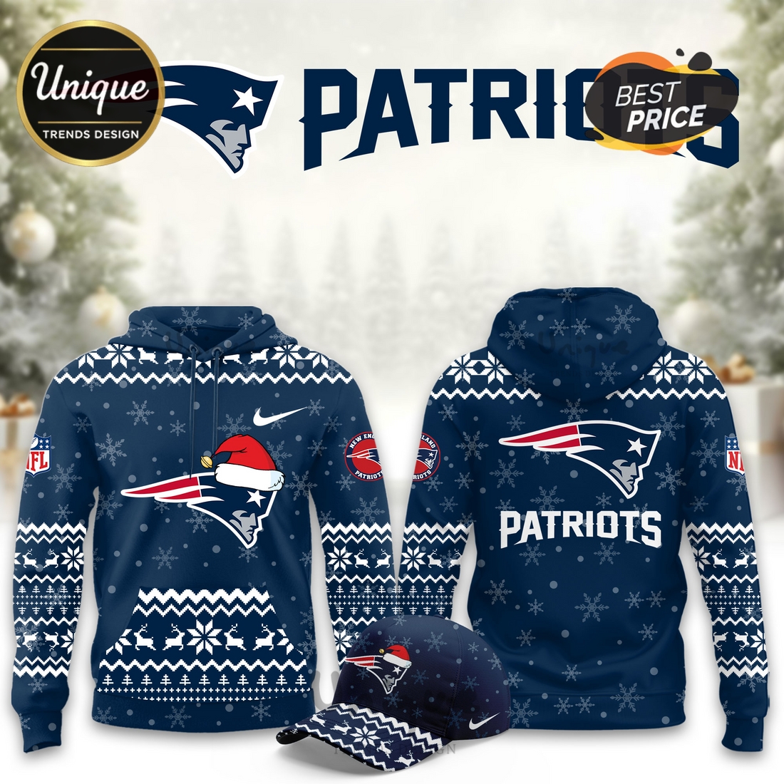 New England Patriots Christmas Limited Hoodie And Cap New England Patriots Christmas Limited Hoodie And Cap