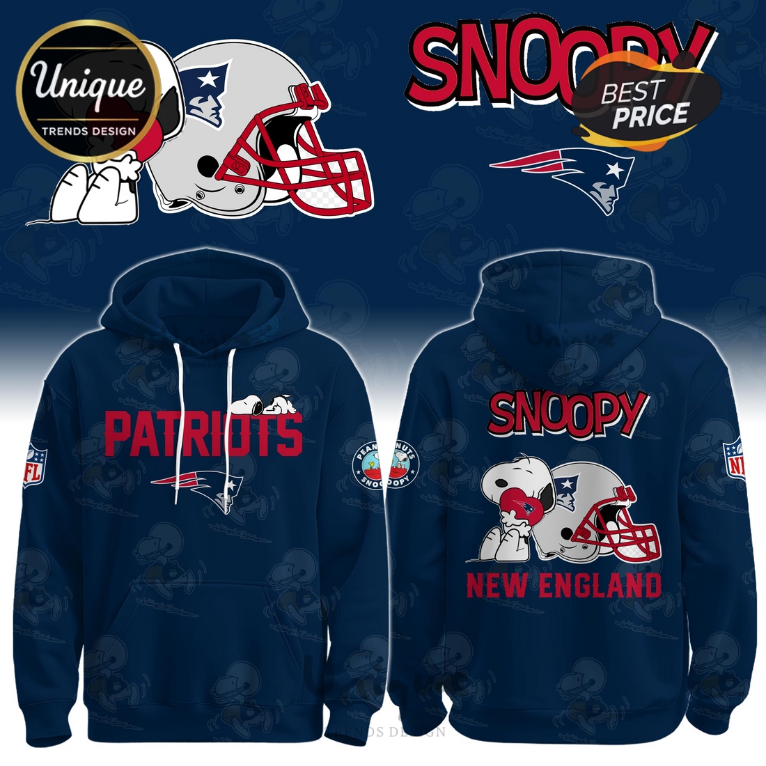 New England Patriots NFL x Snoopy Hoodie And Cap New England Patriots NFL x Snoopy Hoodie And Cap
