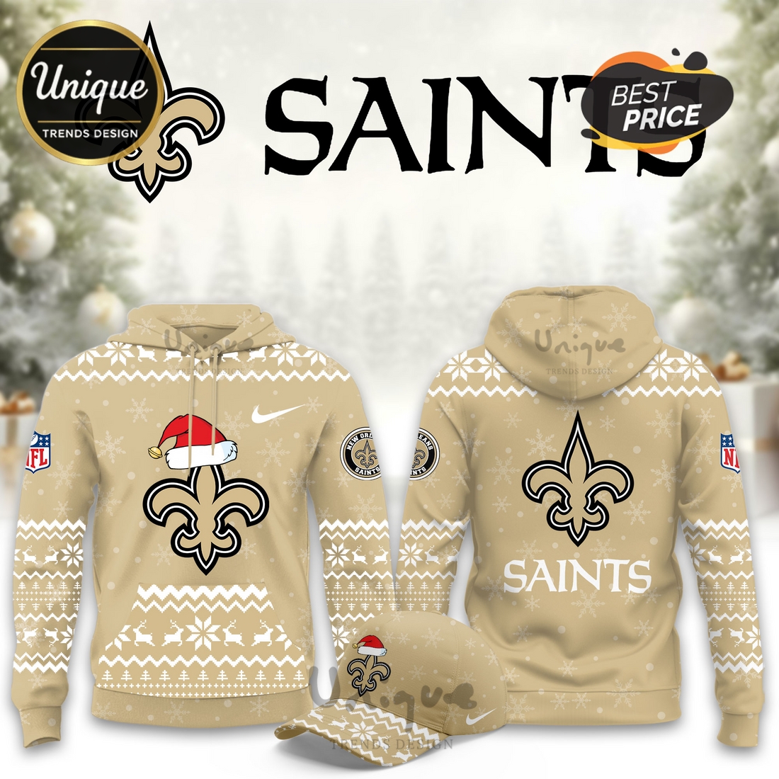New Orleans Saints Christmas Limited Hoodie And Cap New Orleans Saints Christmas Limited Hoodie And Cap