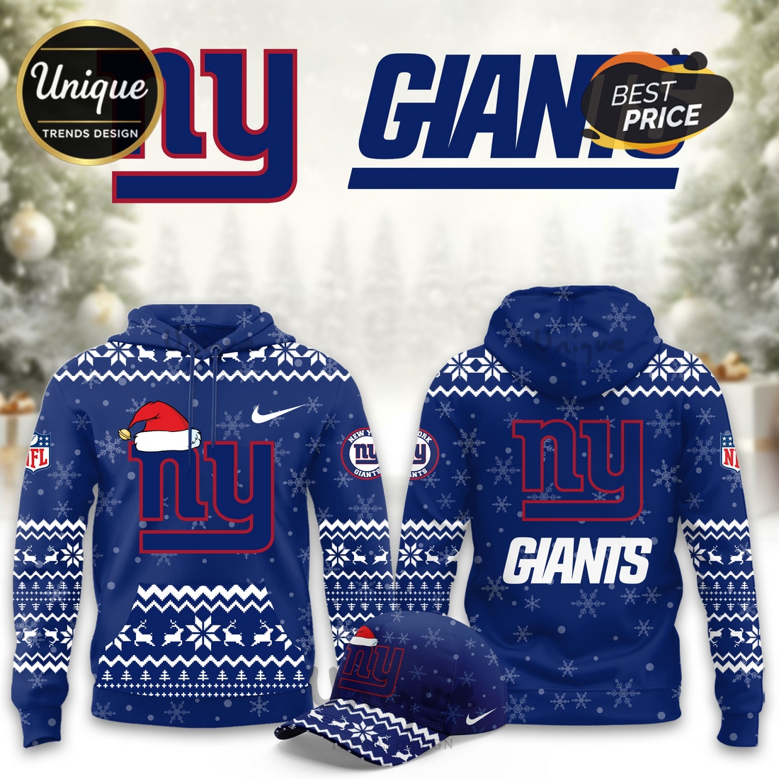 New York Giants Christmas Limited Hoodie And Cap New York Giants Christmas Limited Hoodie And Cap