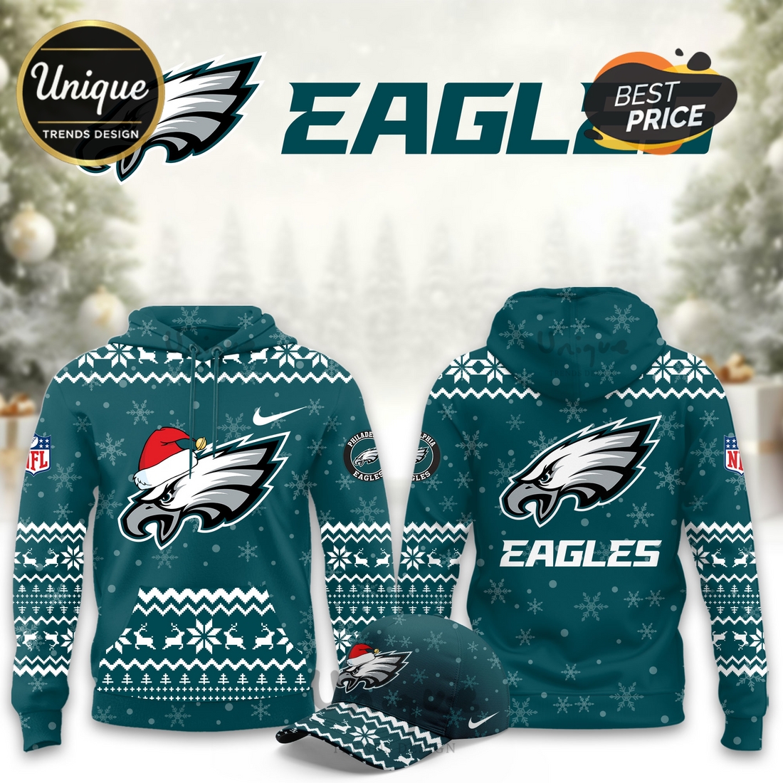 Philadelphia Eagles Christmas Limited Hoodie And Cap Philadelphia Eagles Christmas Limited Hoodie And Cap