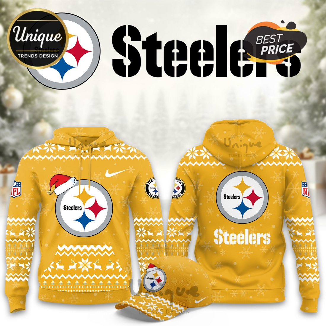 Pittsburgh Steelers Christmas Limited Hoodie And Cap Pittsburgh Steelers Christmas Limited Hoodie And Cap