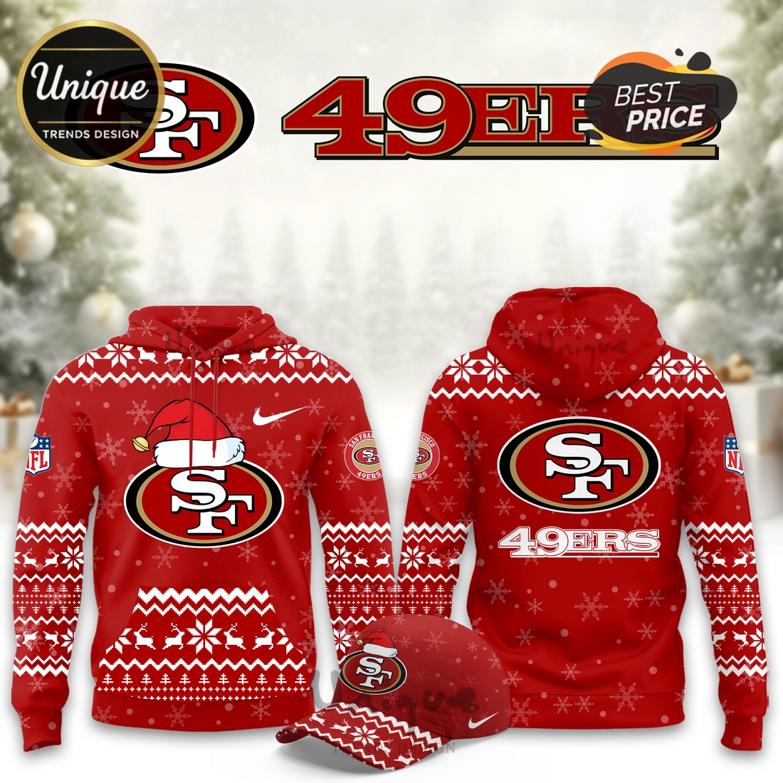 San Francisco 49ers Christmas Limited Hoodie And Cap San Francisco 49ers Christmas Limited Hoodie And Cap