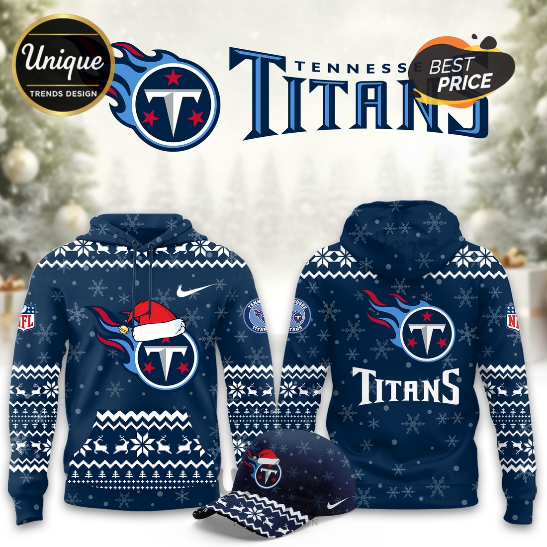 Tennessee Titans Christmas Limited Hoodie And Cap Tennessee Titans Christmas Limited Hoodie And Cap