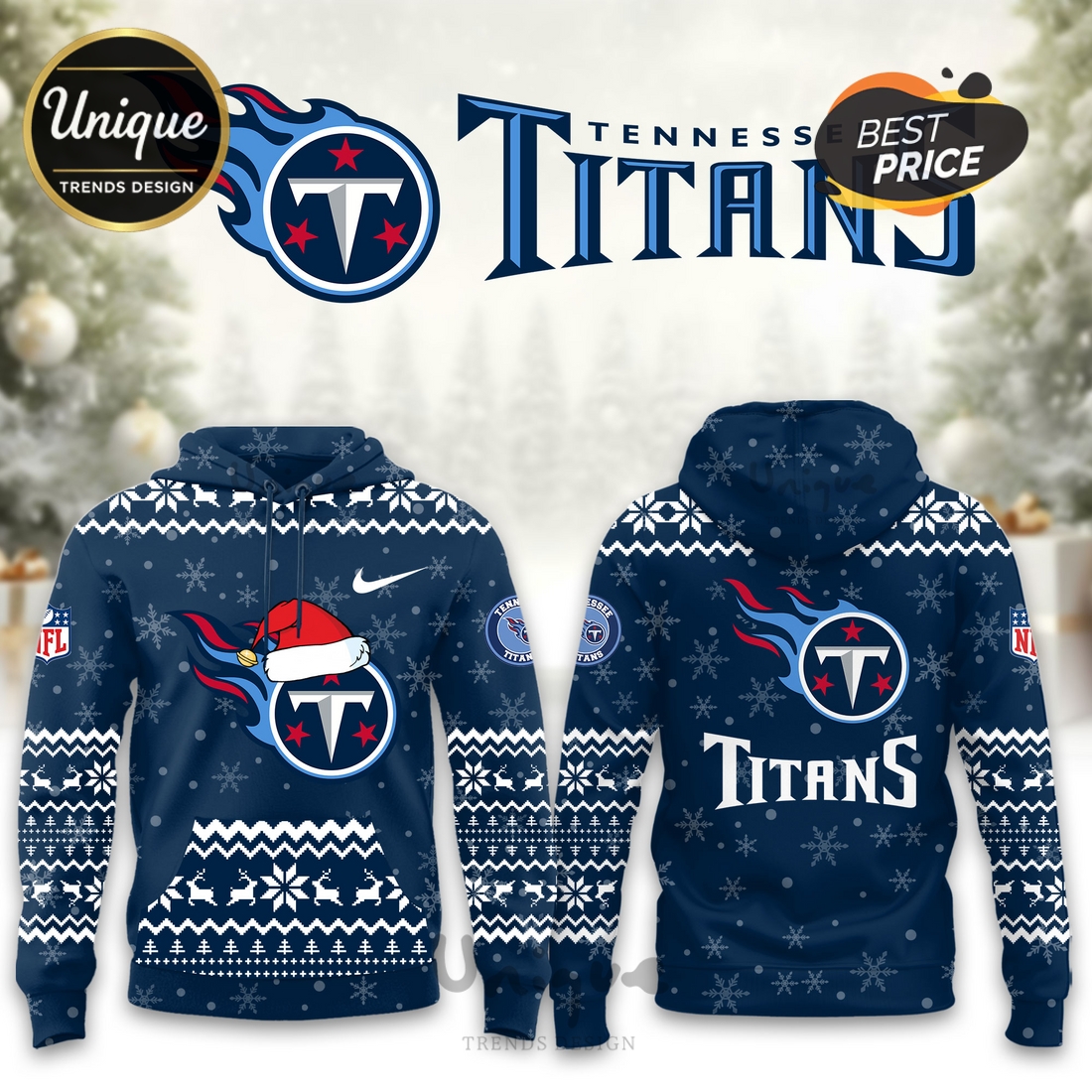 Tennessee Titans Christmas Limited Hoodie And Cap Tennessee Titans Christmas Limited Hoodie And Cap