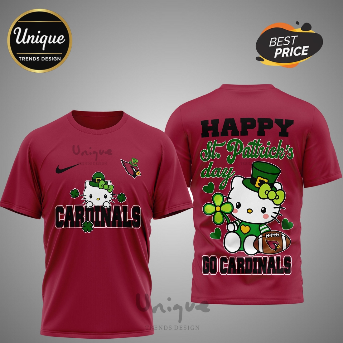 Arizona Cardinals Premium NFL Hello Kitty St. Pattrick’s Day 3D Shirt Arizona Cardinals Premium NFL Hello Kitty St. Pattrick’s Day 3D Shirt