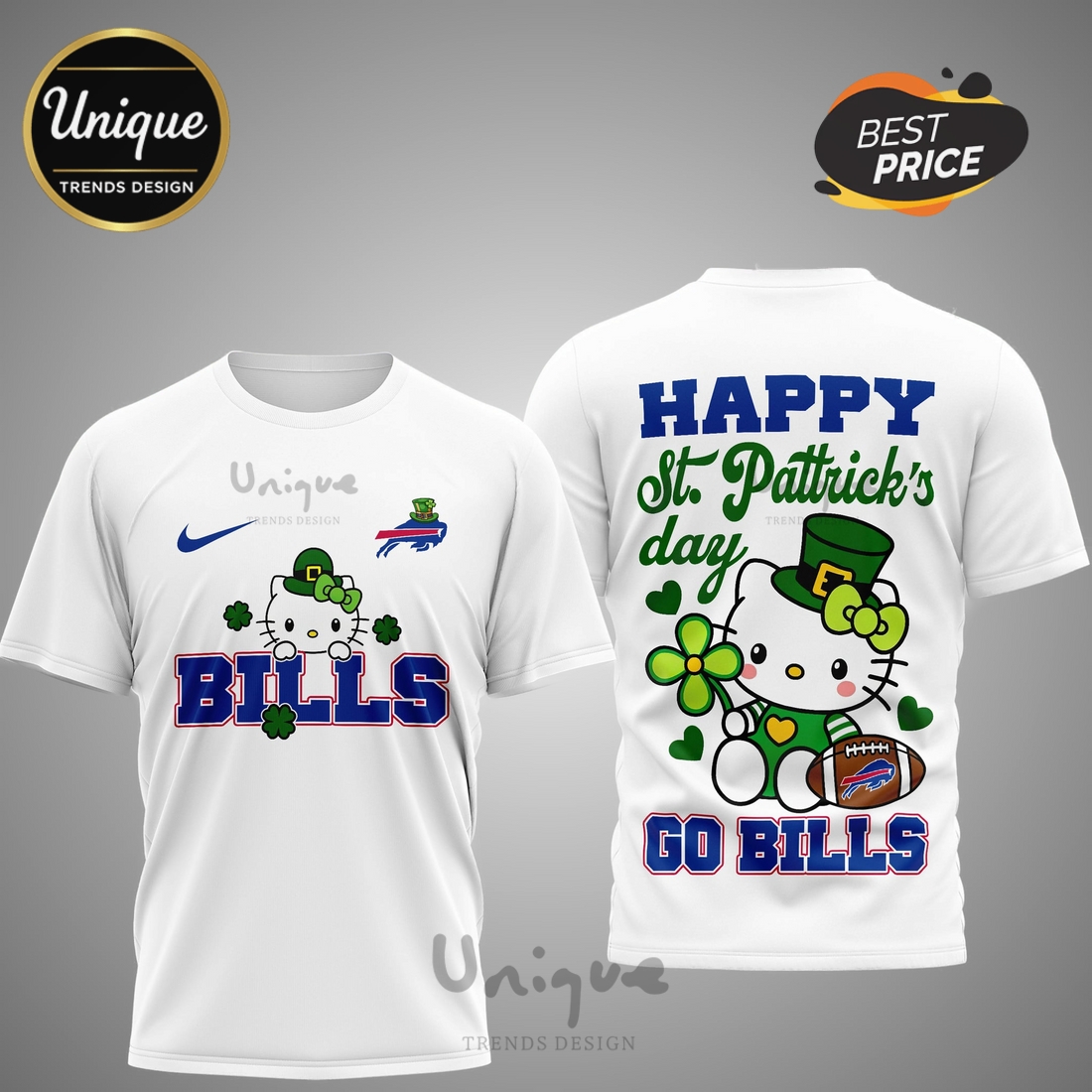 Buffalo Bills Premium NFL Hello Kitty St. Pattrick’s Day 3D Shirt Buffalo Bills Premium NFL Hello Kitty St. Pattrick’s Day 3D Shirt