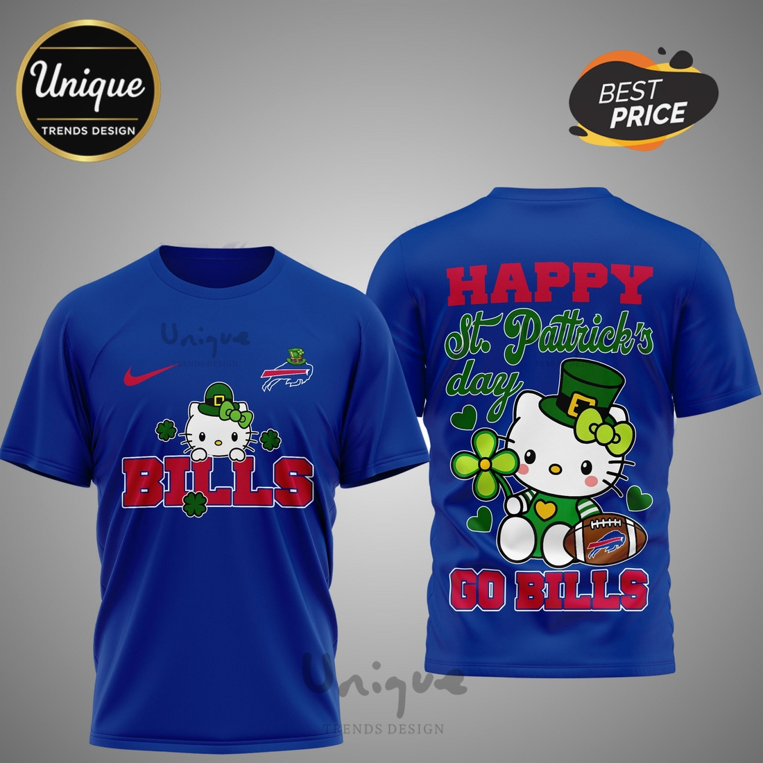 Buffalo Bills Premium NFL Hello Kitty St. Pattrick’s Day 3D Shirt Buffalo Bills Premium NFL Hello Kitty St. Pattrick’s Day 3D Shirt
