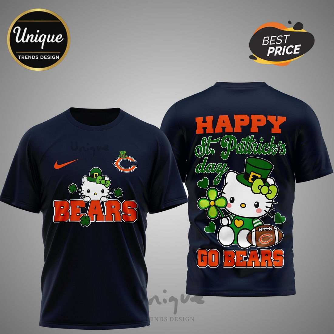 Chicago Bears Premium NFL Hello Kitty St. Pattrick’s Day 3D Shirt Chicago Bears Premium NFL Hello Kitty St. Pattrick’s Day 3D Shirt