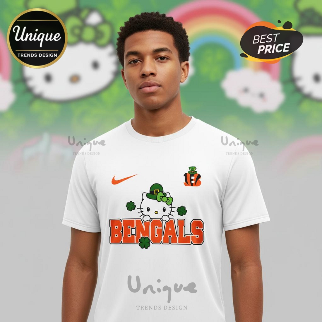 Cincinnati Bengals Premium NFL Hello Kitty St. Pattrick’s Day 3D Shirt Cincinnati Bengals Premium NFL Hello Kitty St. Pattrick’s Day 3D Shirt