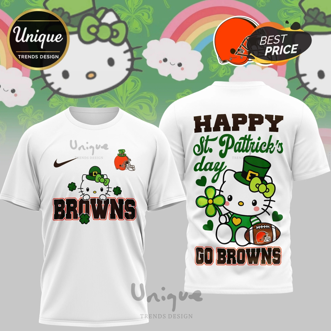 Cleveland Browns Premium NFL Hello Kitty St. Pattrick’s Day 3D Shirt Cleveland Browns Premium NFL Hello Kitty St. Pattrick’s Day 3D Shirt