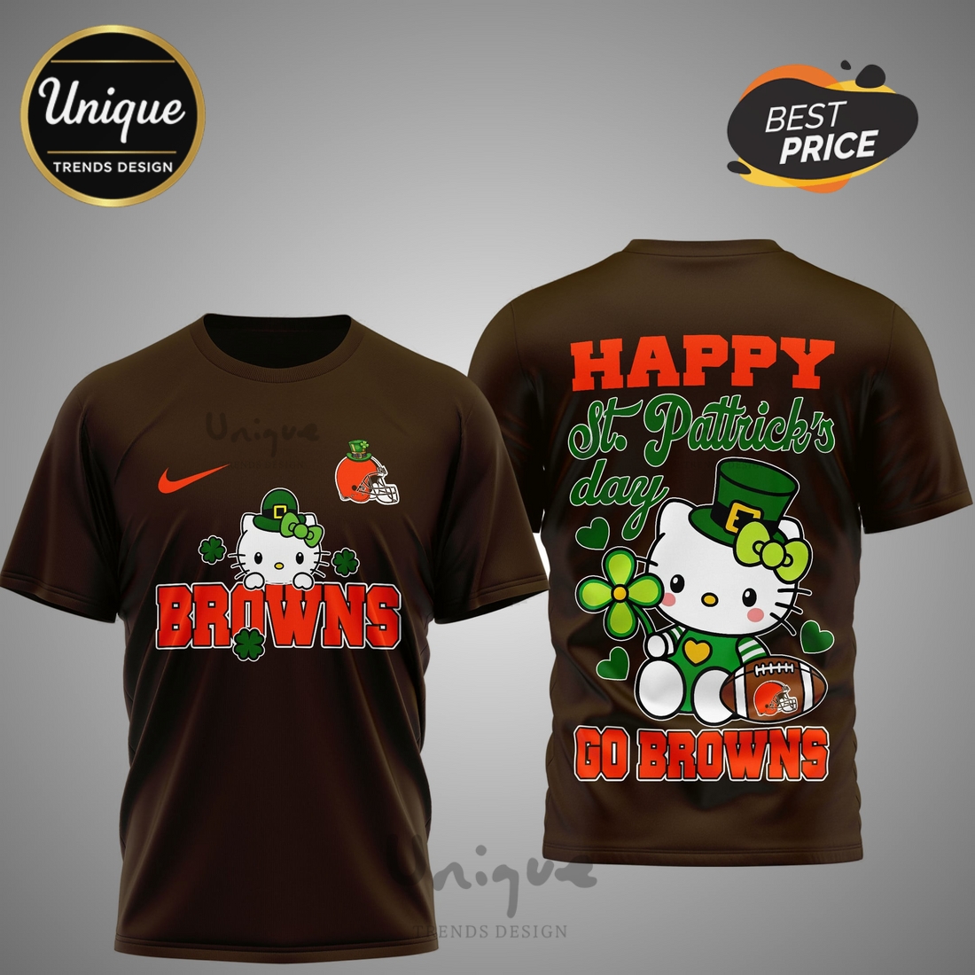 Cleveland Browns Premium NFL Hello Kitty St. Pattrick’s Day 3D Shirt Cleveland Browns Premium NFL Hello Kitty St. Pattrick’s Day 3D Shirt