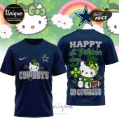 Dallas Cowboys Hello Kitty St. Patrick's Day 3D Shirt - Premium NFL apparel.