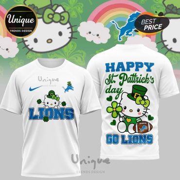 Detroit Lions Premium NFL Hello Kitty St. Pattrick’s Day 3D Shirt