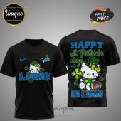 Detroit Lions Hello Kitty St. Patrick's Day 3D shirt. NFL officially licensed. Celebrate in style!