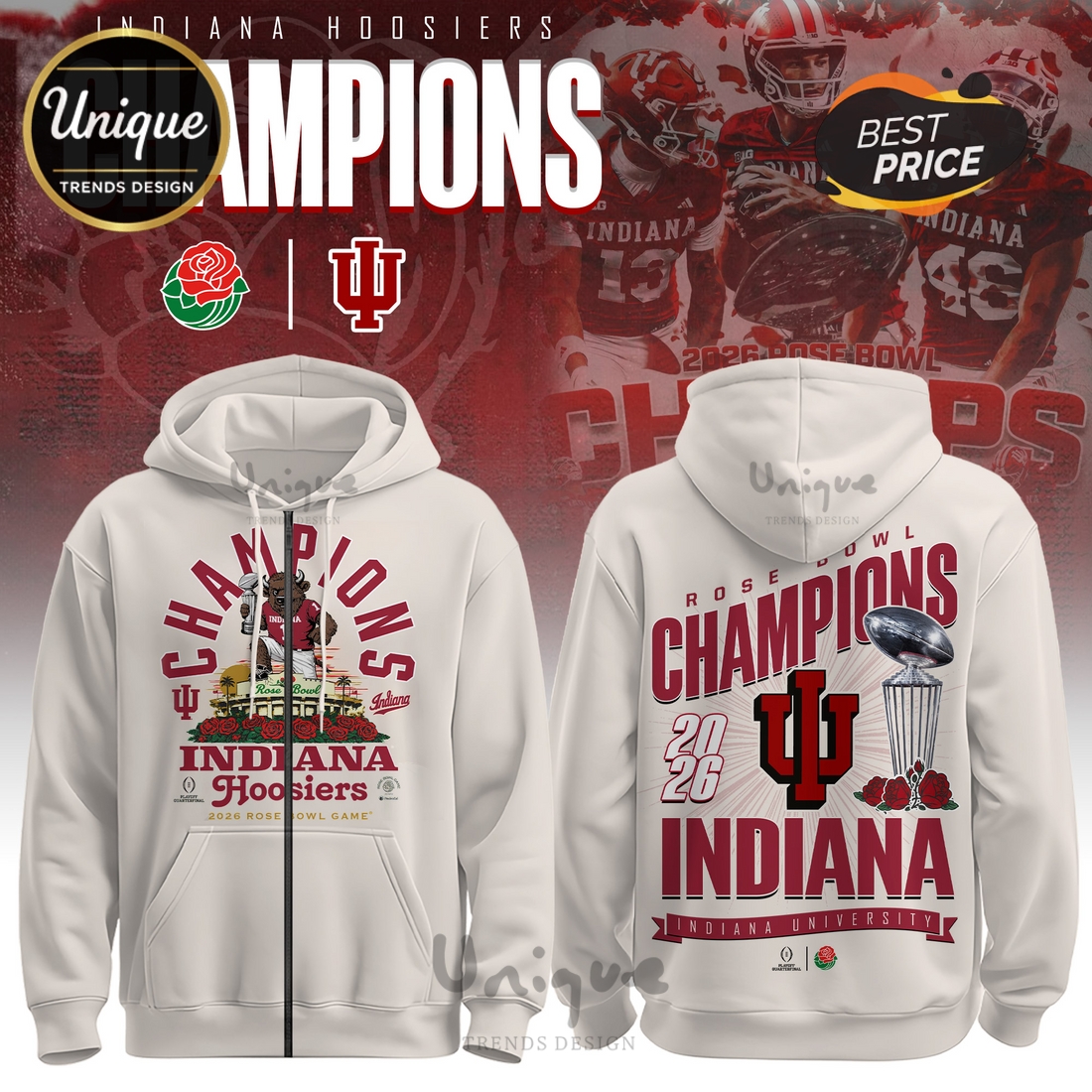 Indiana Hoosiers 2026 Sugar Bowl Champions Hoodie Indiana Hoosiers 2026 Sugar Bowl Champions Hoodie