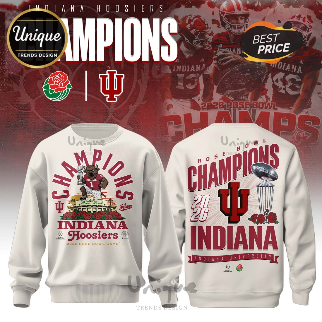 Indiana Hoosiers 2026 Sugar Bowl Champions Hoodie Indiana Hoosiers 2026 Sugar Bowl Champions Hoodie