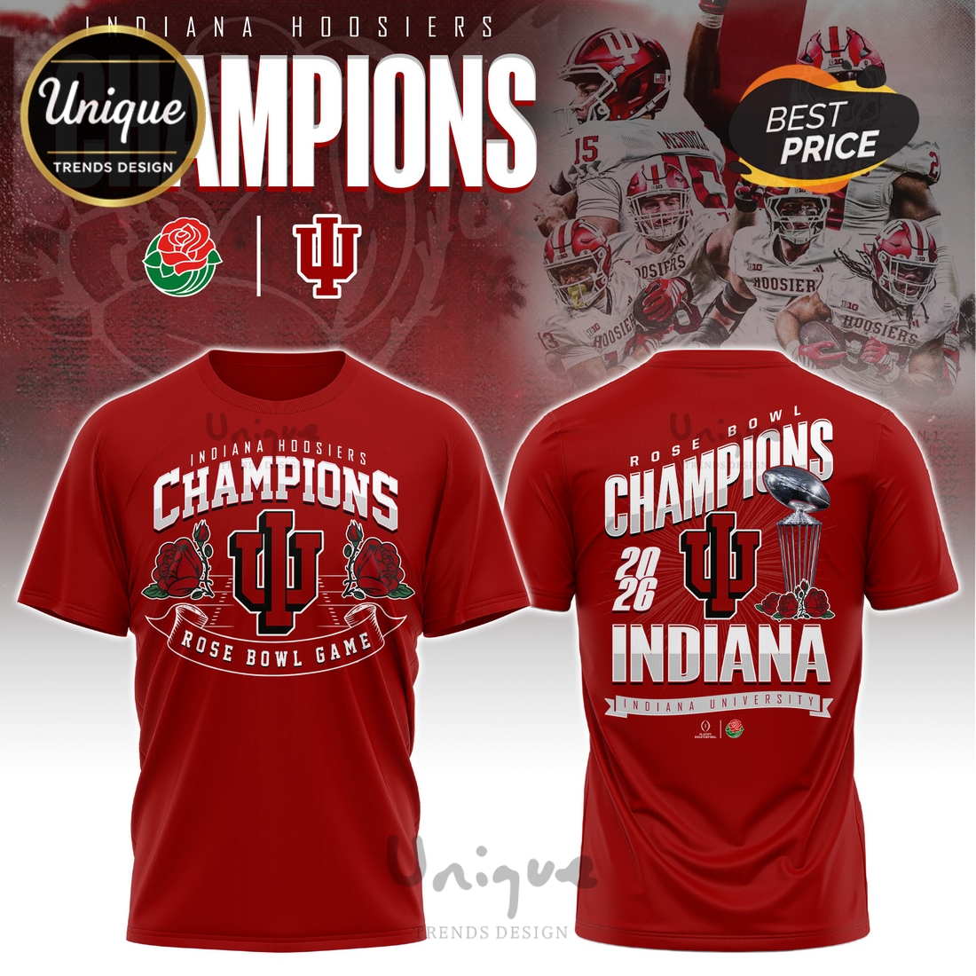 Indiana Hoosiers NCAA Sugar Bowl Champions Red Hoodie Indiana Hoosiers NCAA Sugar Bowl Champions Red Hoodie