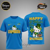 Los Angeles Chargers Hello Kitty St. Patrick's Day 3D Shirt - NFL officially licensed, limited edition.