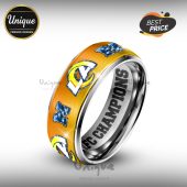 Los Angeles Rams Super Bowl LXI Silver Tungsten Ring - Commemorate the 2026 NFL Championship!