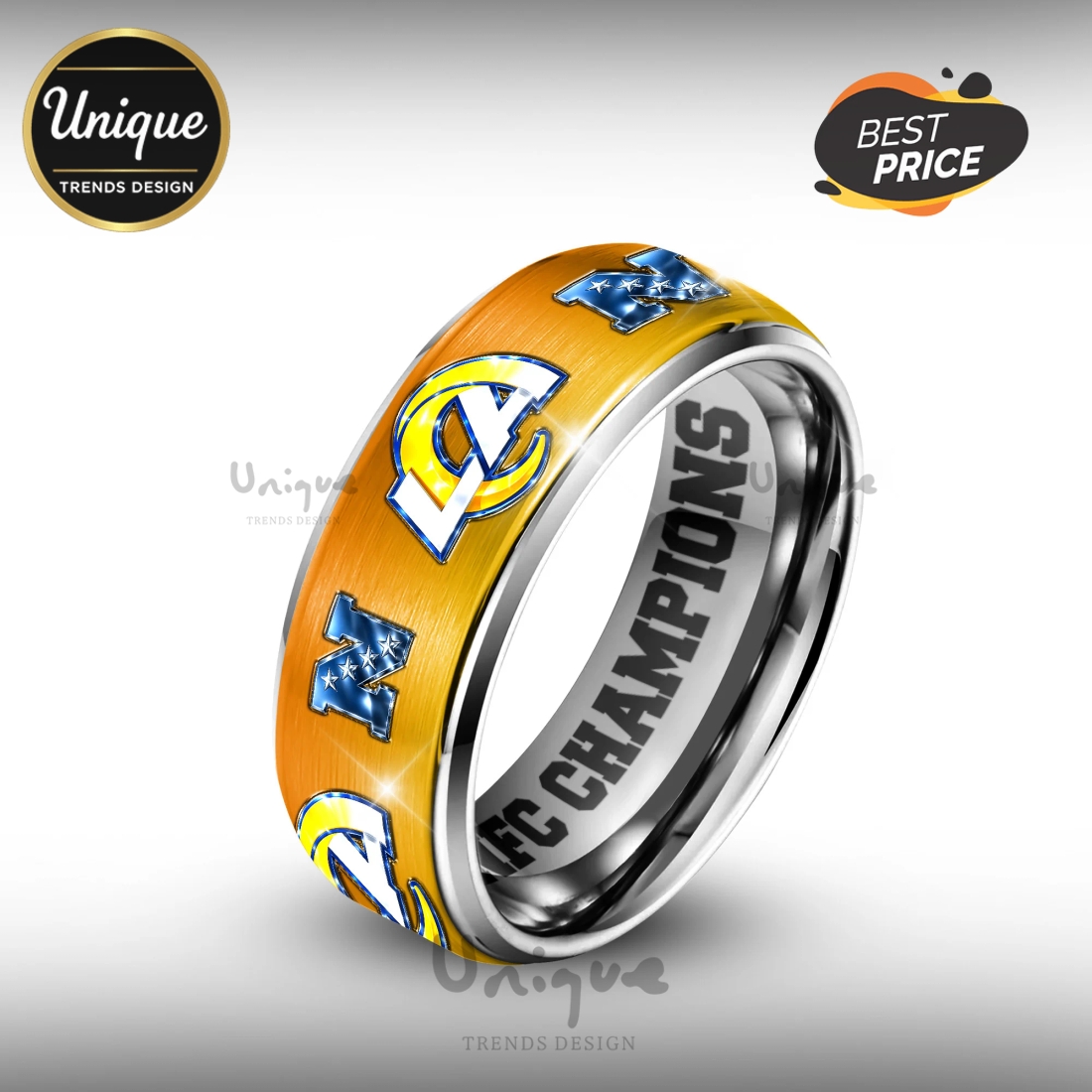 Los Angeles Rams Premium NFL 2026 Super Bowl Silver Tungsten Ring Los Angeles Rams Premium NFL 2026 Super Bowl Silver Tungsten Ring