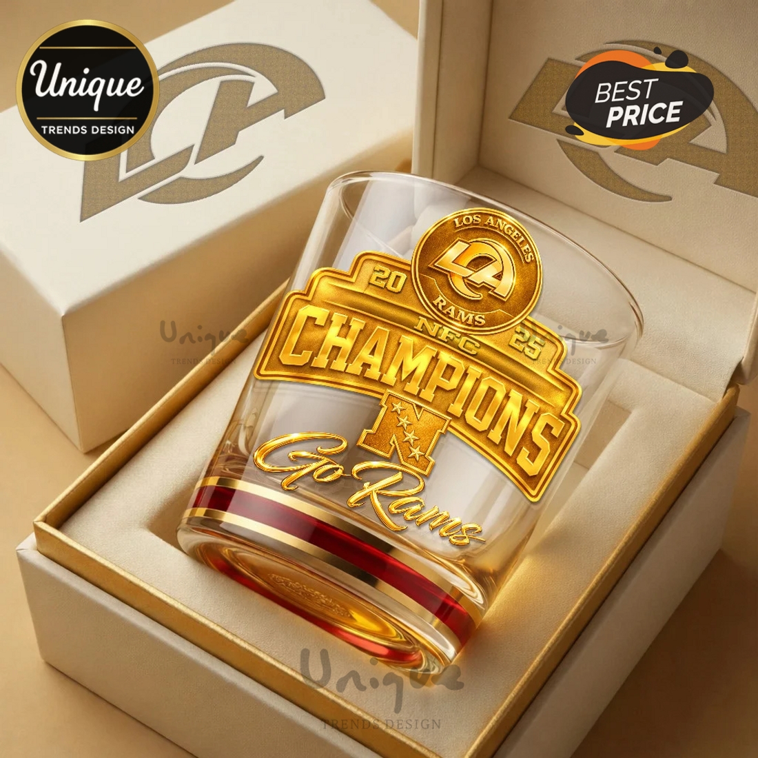 Los Angeles Rams Premium NFL 2026 Super Bowl Whiskey Glass Los Angeles Rams Premium NFL 2026 Super Bowl Whiskey Glass