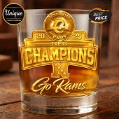 Los Angeles Rams Super Bowl LXI Whiskey Glass - NFL Champions 2026 Souvenir.