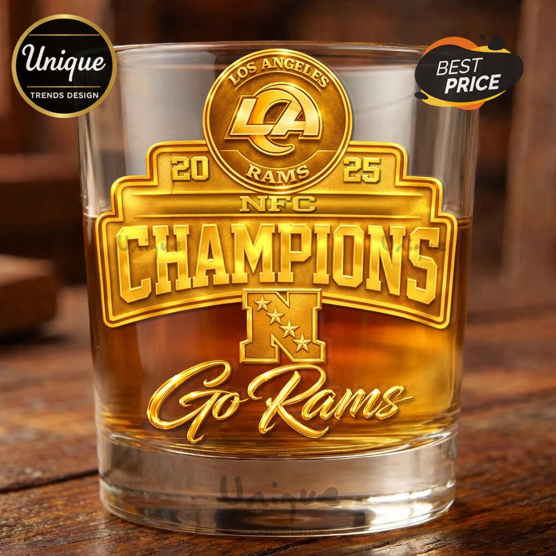 Los Angeles Rams Premium NFL 2026 Super Bowl Whiskey Glass Los Angeles Rams Premium NFL 2026 Super Bowl Whiskey Glass