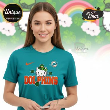 Miami Dolphins Premium NFL Hello Kitty St. Pattrick’s Day 3D Shirt