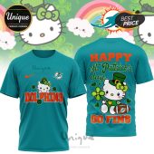 Miami Dolphins Hello Kitty St. Patrick's Day 3D shirt.