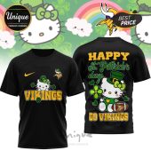 Minnesota Vikings Hello Kitty St. Patrick's Day 3D Shirt - Officially Licensed NFL apparel.