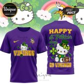 Minnesota Vikings Hello Kitty St. Patrick's Day 3D Shirt - Officially Licensed NFL Apparel