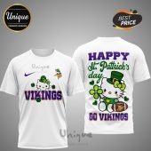 Minnesota Vikings Hello Kitty St. Patrick's Day 3D shirt. NFL team apparel with festive, fun design.