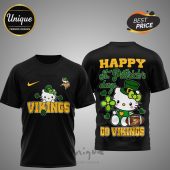 Minnesota Vikings Hello Kitty St. Patrick's Day 3D Shirt - Officially licensed NFL apparel featuring a unique design.
